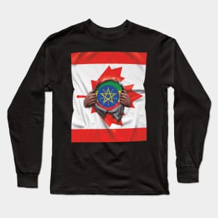 Ethiopia Flag Canadian Flag Ripped - Gift for Ethiopian From Ethiopia Long Sleeve T-Shirt